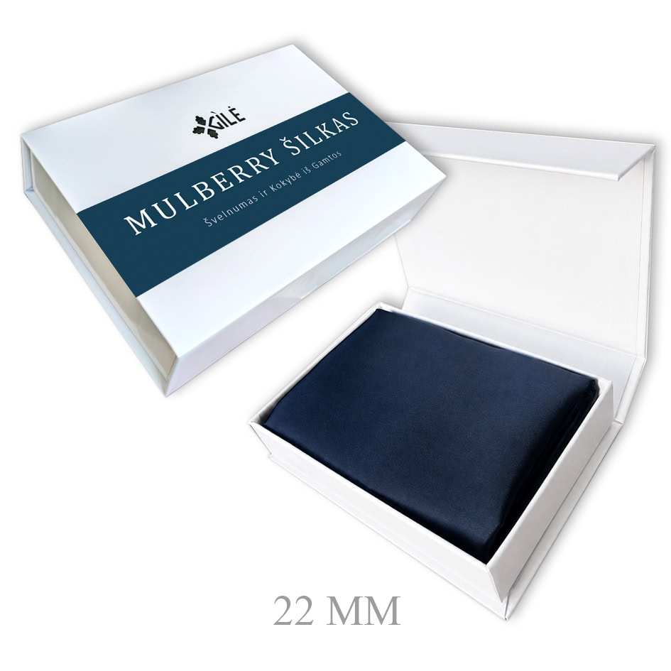 Šilko pagalvės užvalkalas 50x70cm Dark Navy 22 MM - Image 3