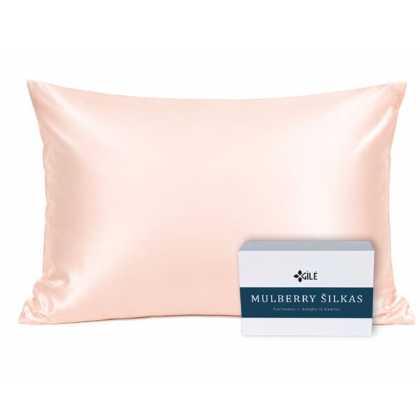 Šilkinis pagalvės užvalkalas Baby Pink 50x70 cm su dovanų dėžute