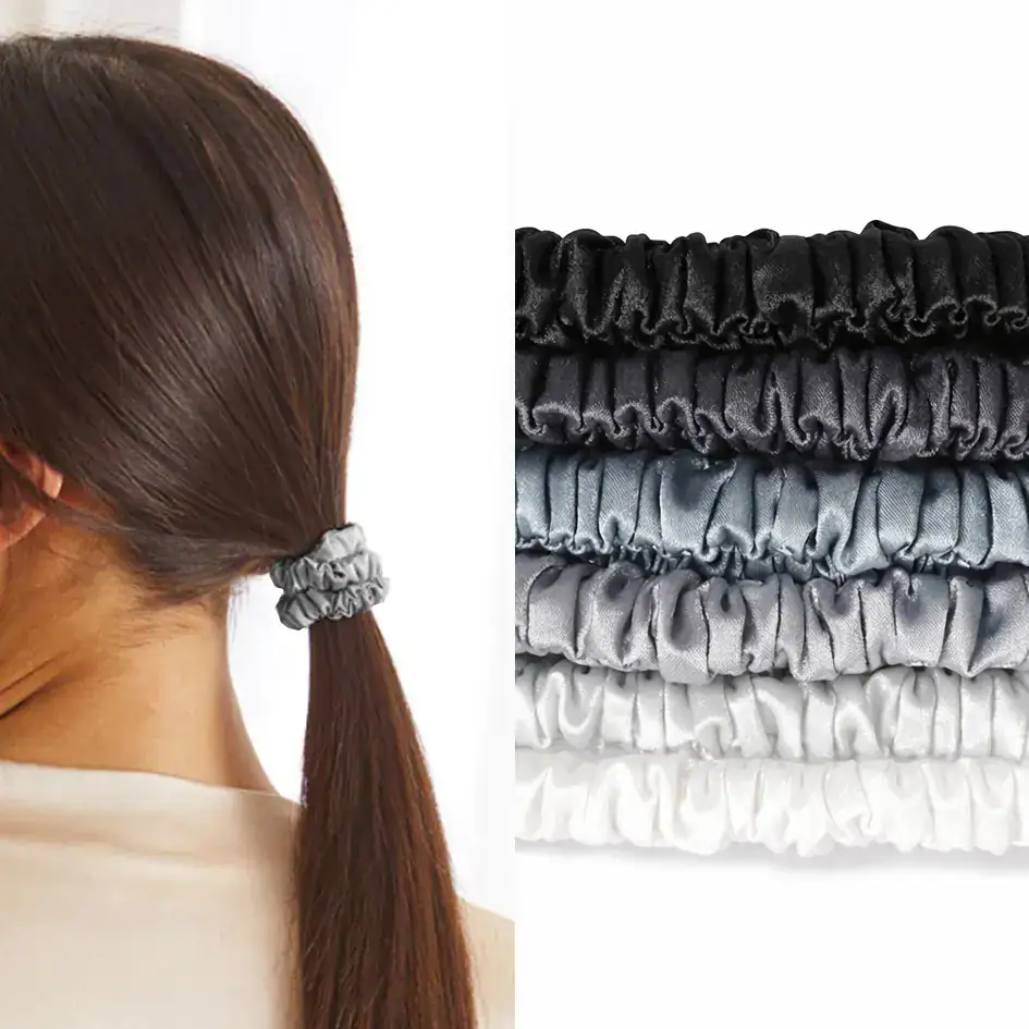 Pilkos silkines gumytes plaukams