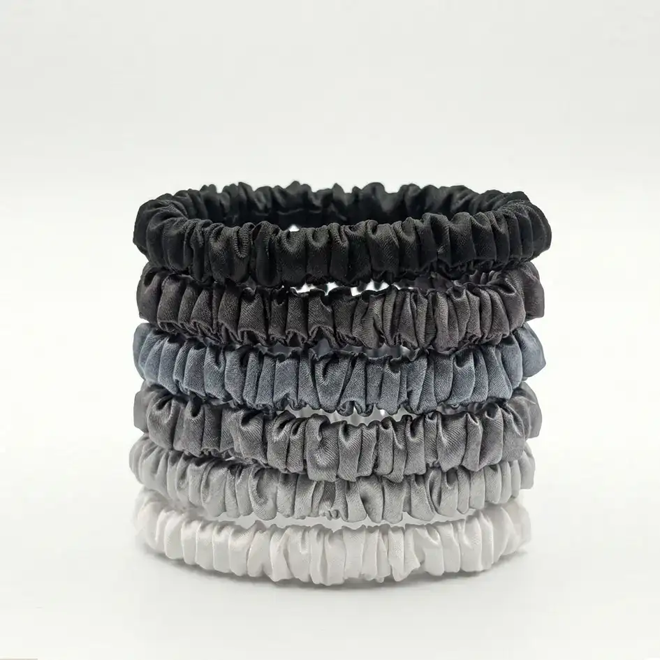 pilkos Plonos šilko gumytės plaukams