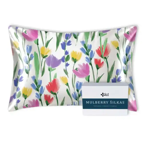 gilė šilkinis pagalvės užvalkalas su gėlių raštais
