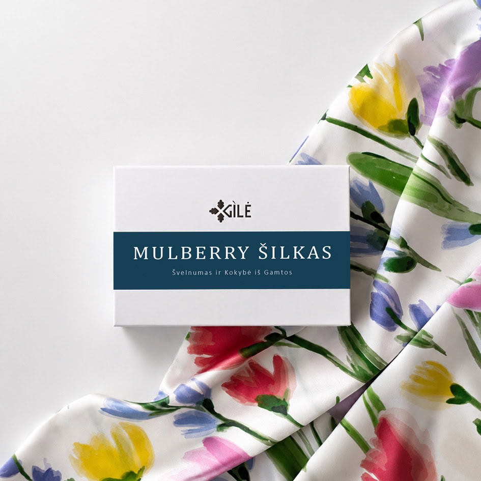 Mulberry šilko pagalvės užvalkalas Wildflower su spalvotu gėlių raštu